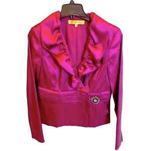 Nipon Boutique Women's Jacket Pink Purple Shiny Formal Ruffle Wedding